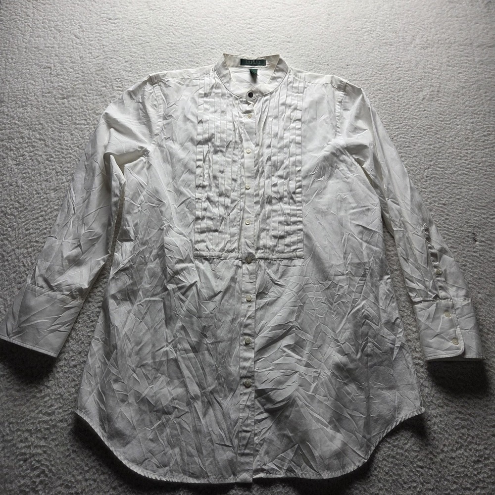 Lauren Ralph Lauren Button Up Shirt Womens XL White Long Sleeve Tunic Top